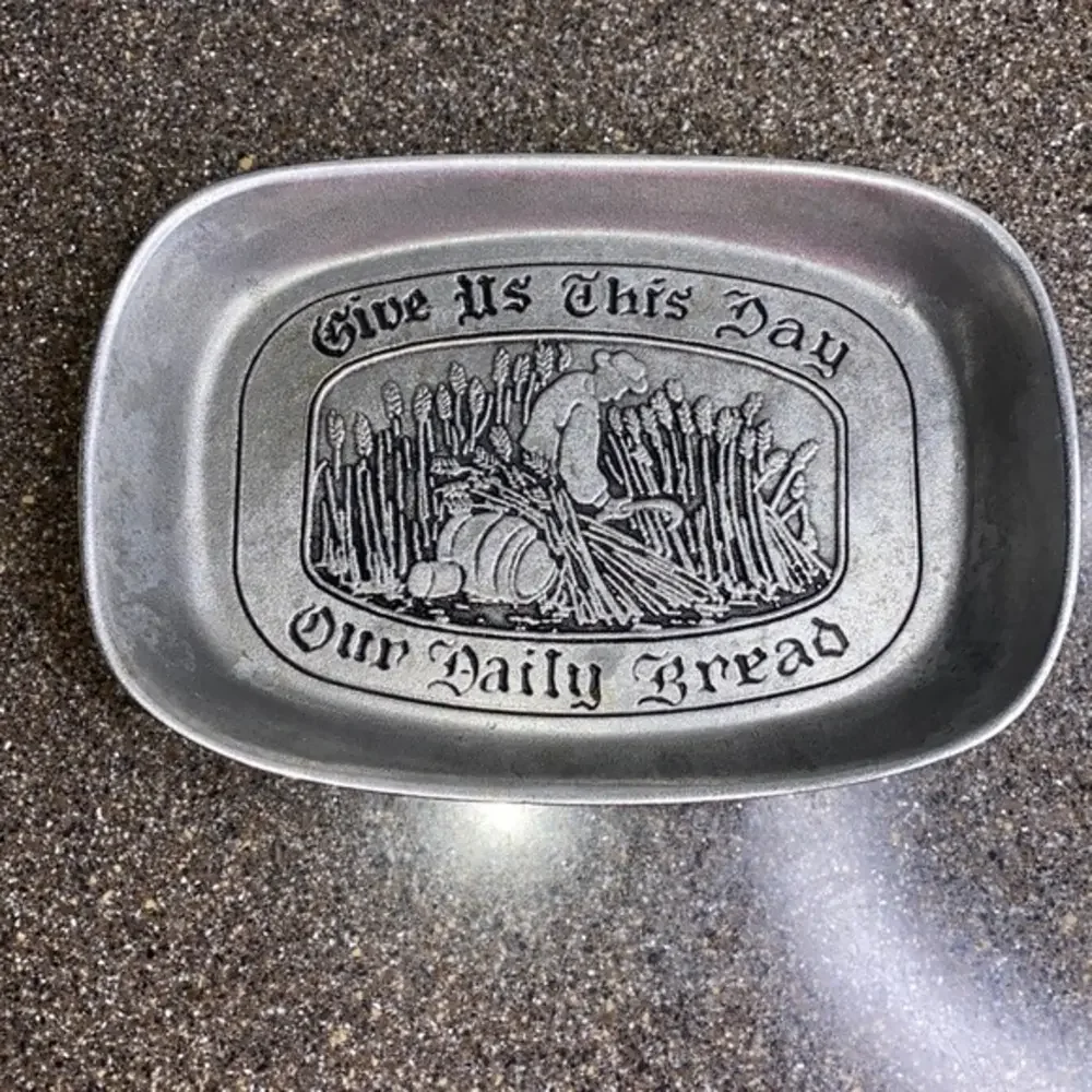 Vintage Wilton Pewter “Daily Bread” Plate Columbia PA USA Farmhouse Decor